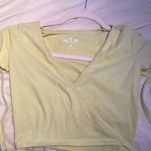 green hollister tie crop top